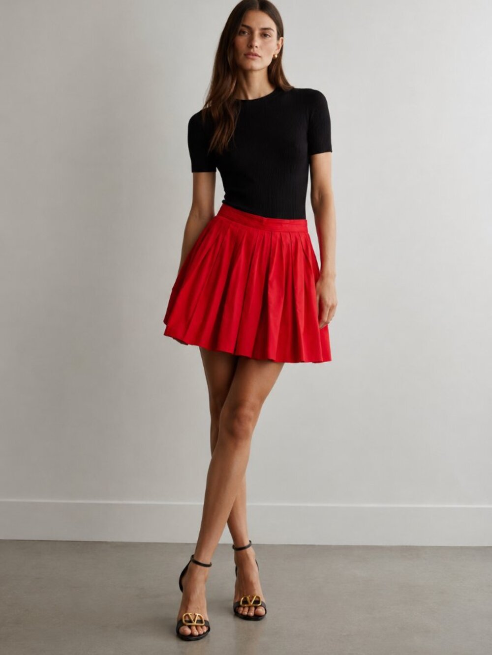 ❤️ Valentino Red Pleated Mini Skirt IT 38 Made in Italy